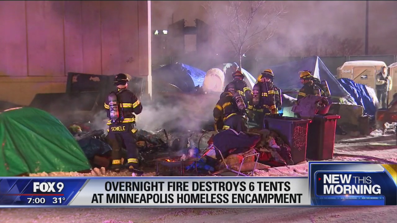 Six tents destroyed in fire at Minneapolis homeless encampment