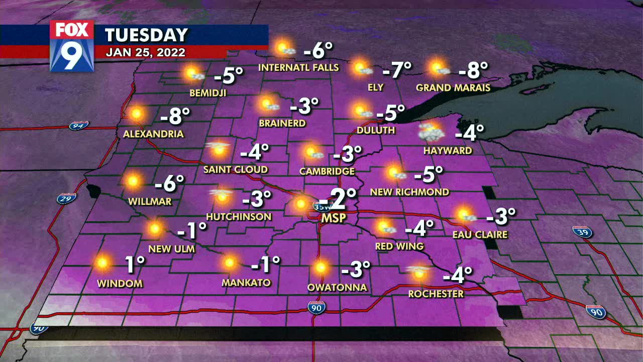 Tuesday's forecast: Brutal cold! HIgh of -2