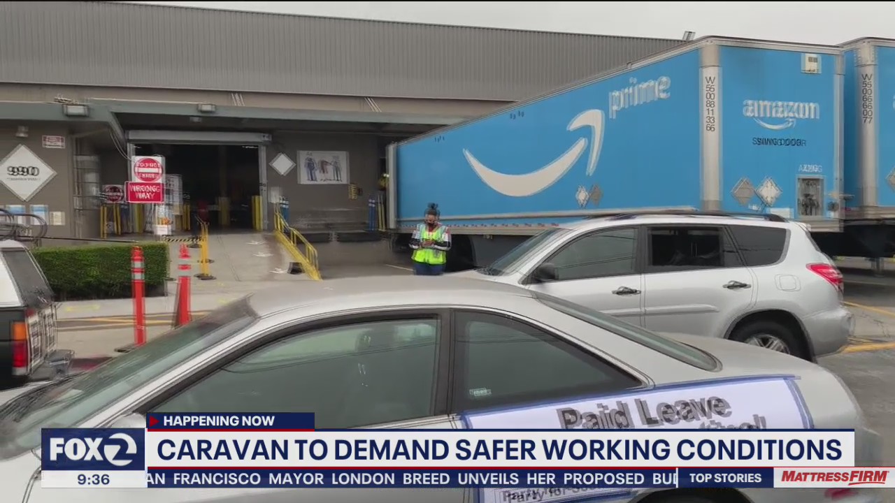 Caravan protest at Amazon warehouse in San Leandro