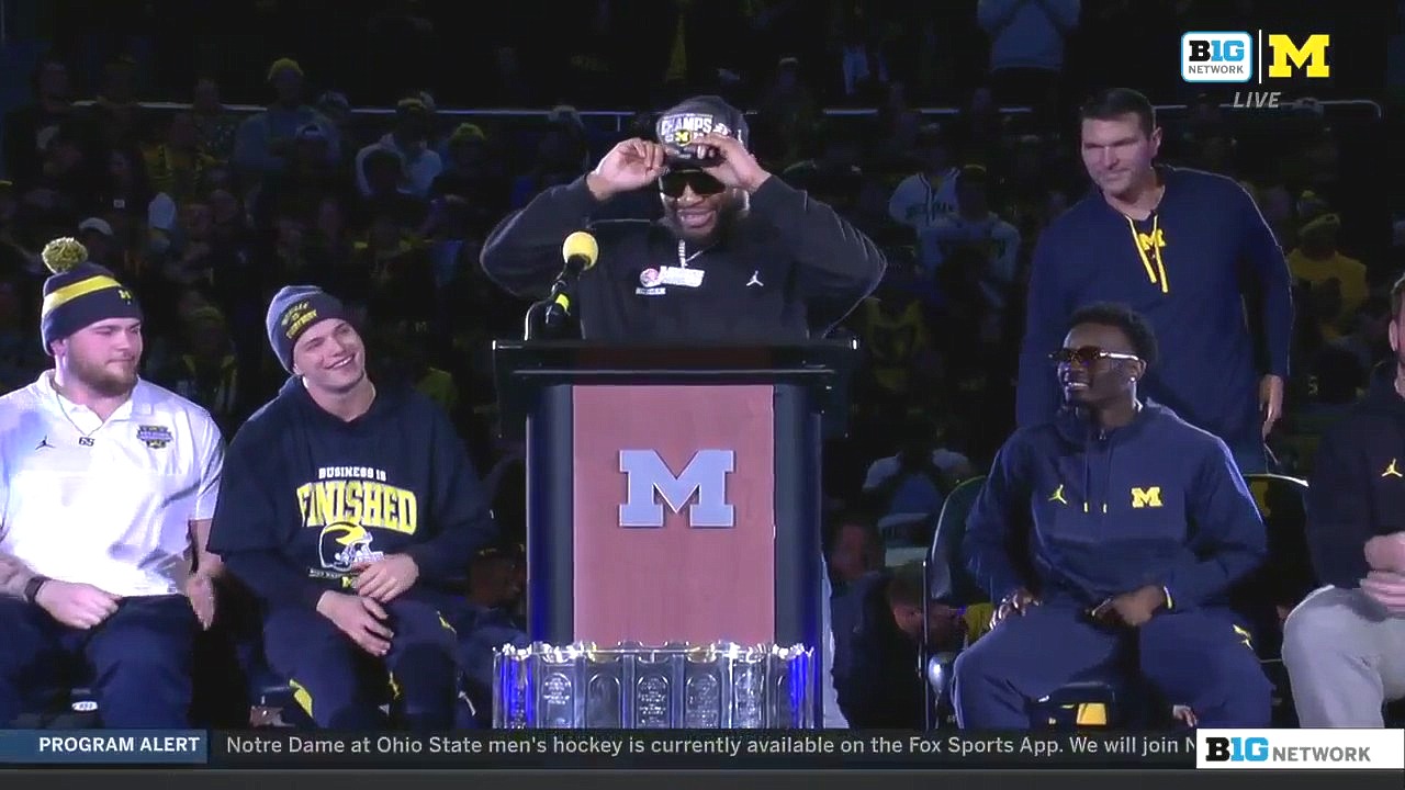 Linebacker Mike Barrett at the Michigan National Championship Celebration