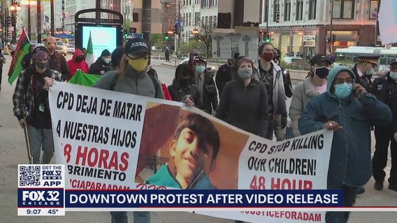 Protests held in Chicago following video release of fatal police shooting of 13-year-old Adam Toledo