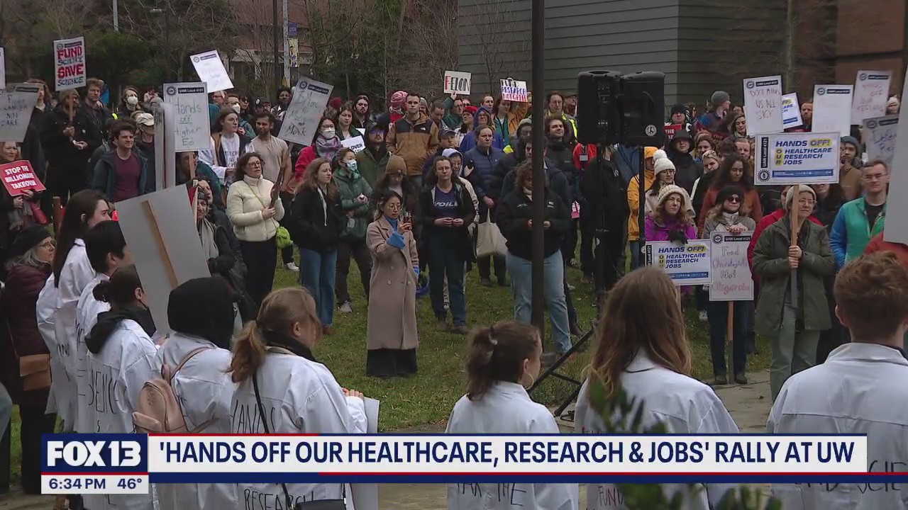 'Hands Off Our Healthcare, Research and Jobs' rally at UW