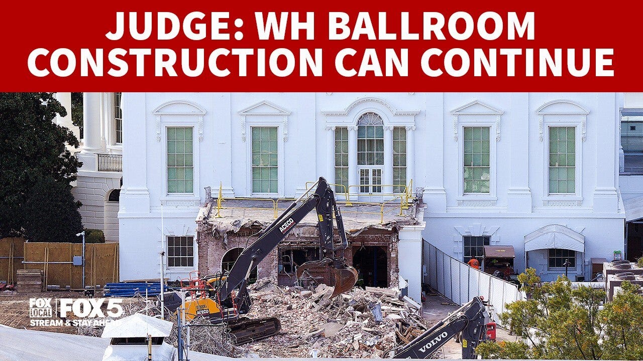 Judge says White House ballroom construction can continue | FOX 5 DC
