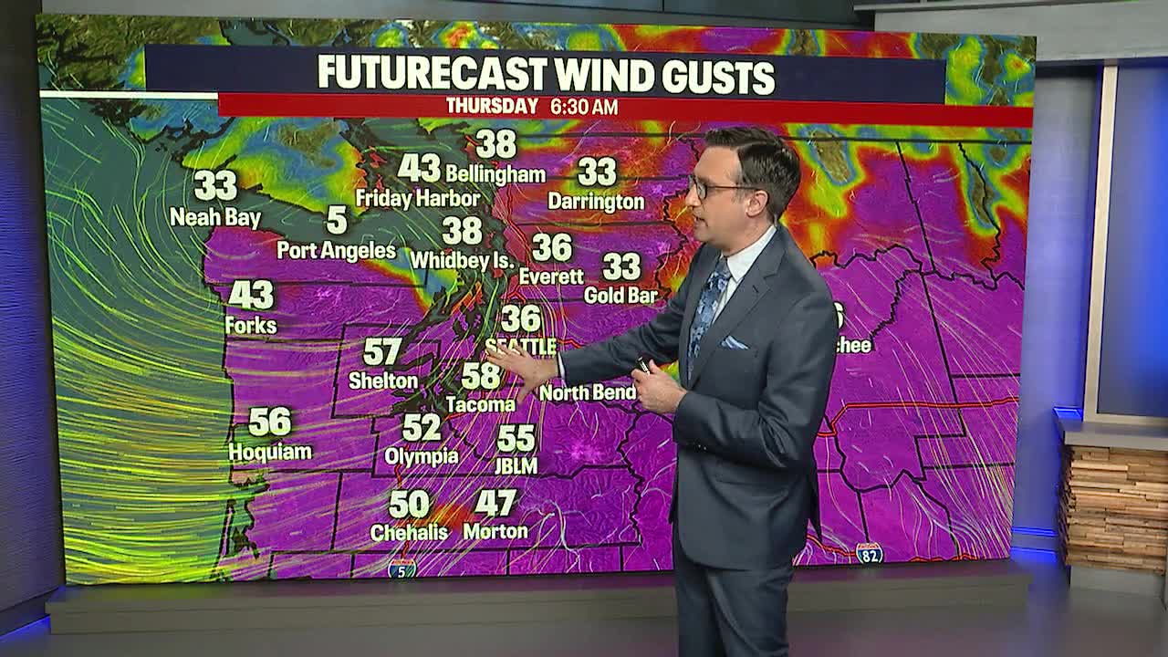 Seattle weather: Very wet and blustery start to Thursday