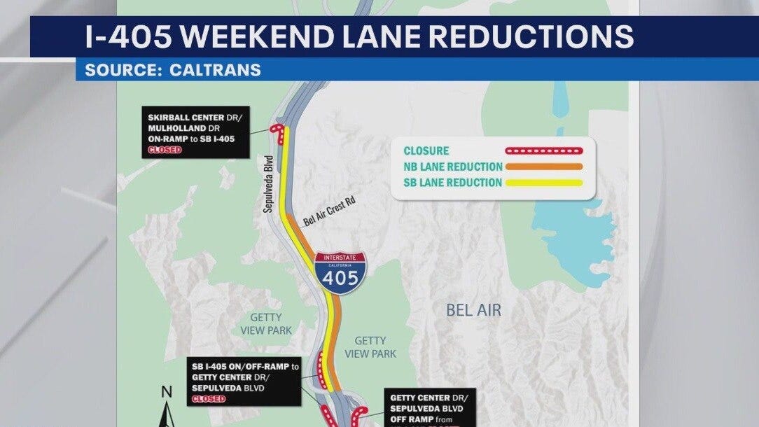 405 Freeway lane closures this weekend