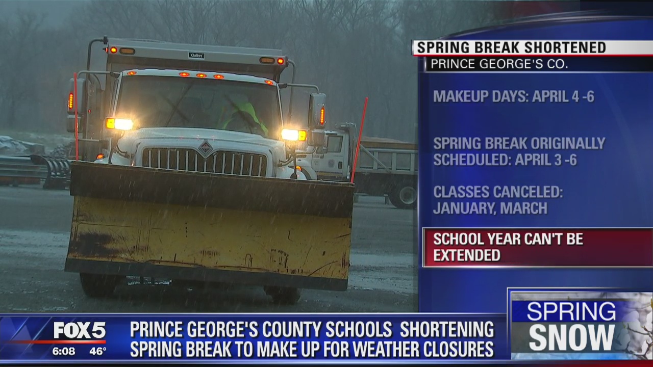 Spring break cut down to 1 day for Prince George's County Public Schools to make up for snow days
