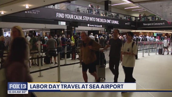 Busy Labor Day travel morning at Sea-Tac Airport