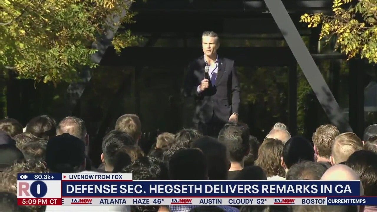 Defense Sec. Hegseth delivers remarks in CA