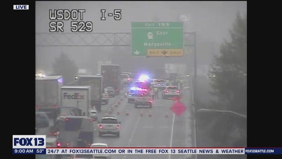 Deadly crash between car and pedestrian on I-5