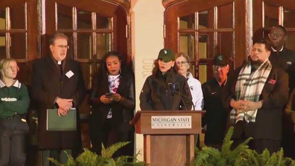 Michigan State University students honored after mass shooting on campus