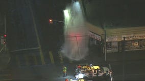 Fire hydrant burst in East Hollywood