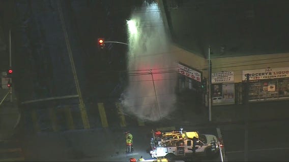 Fire hydrant burst in East Hollywood