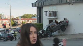 Wild crash in San Francisco leaves pickup lodged in Marina inn, 2 injured