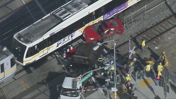 Metro train collides with car in Compton
