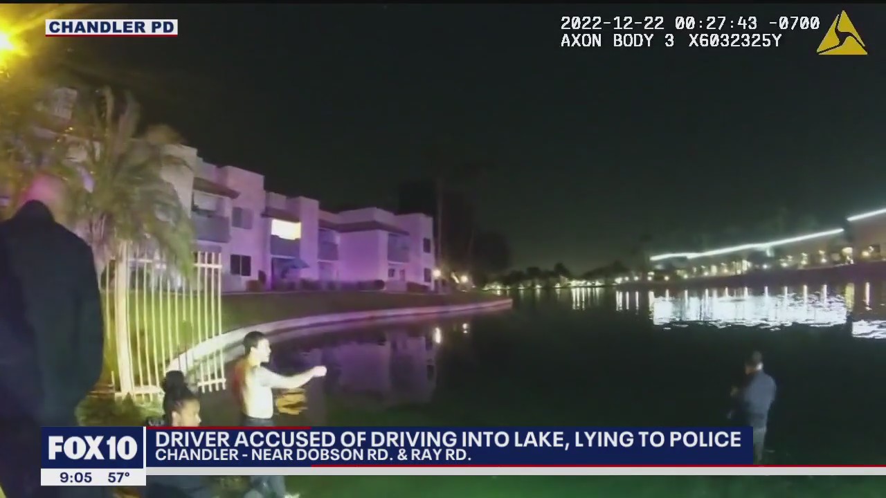 Driver accused of lying to police after driving into Chandler lake
