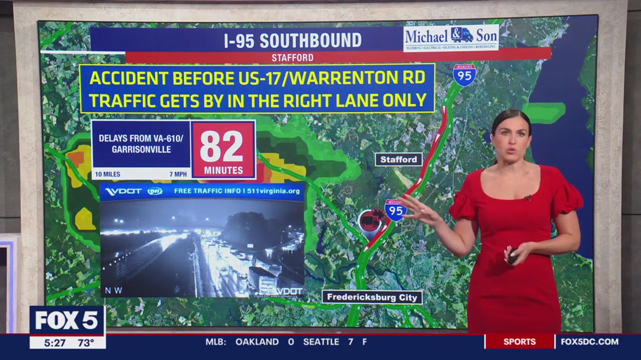 Tractor-trailer crash causes major delays in Stafford along I-95 | FOX 5 DC