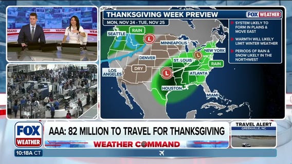 Two storms loom over busy Thanksgiving Week, potentially impacting millions of travelers