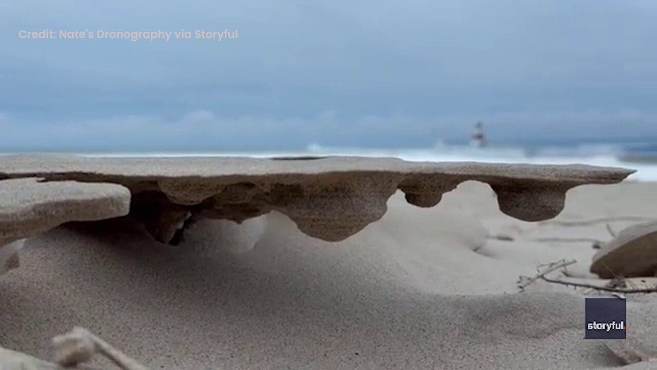 Video shows rare sand pillars along Lake Michigan