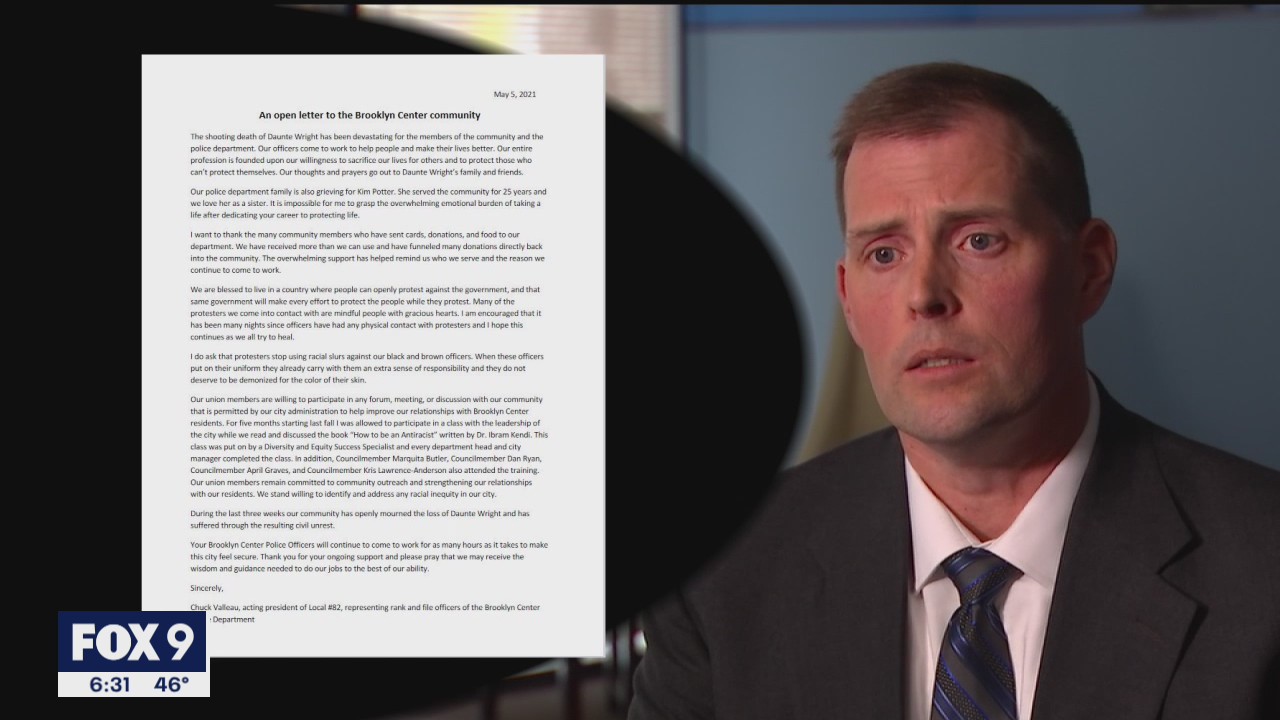 Brooklyn Center PD union president speaks out after Daunte Wright shooting