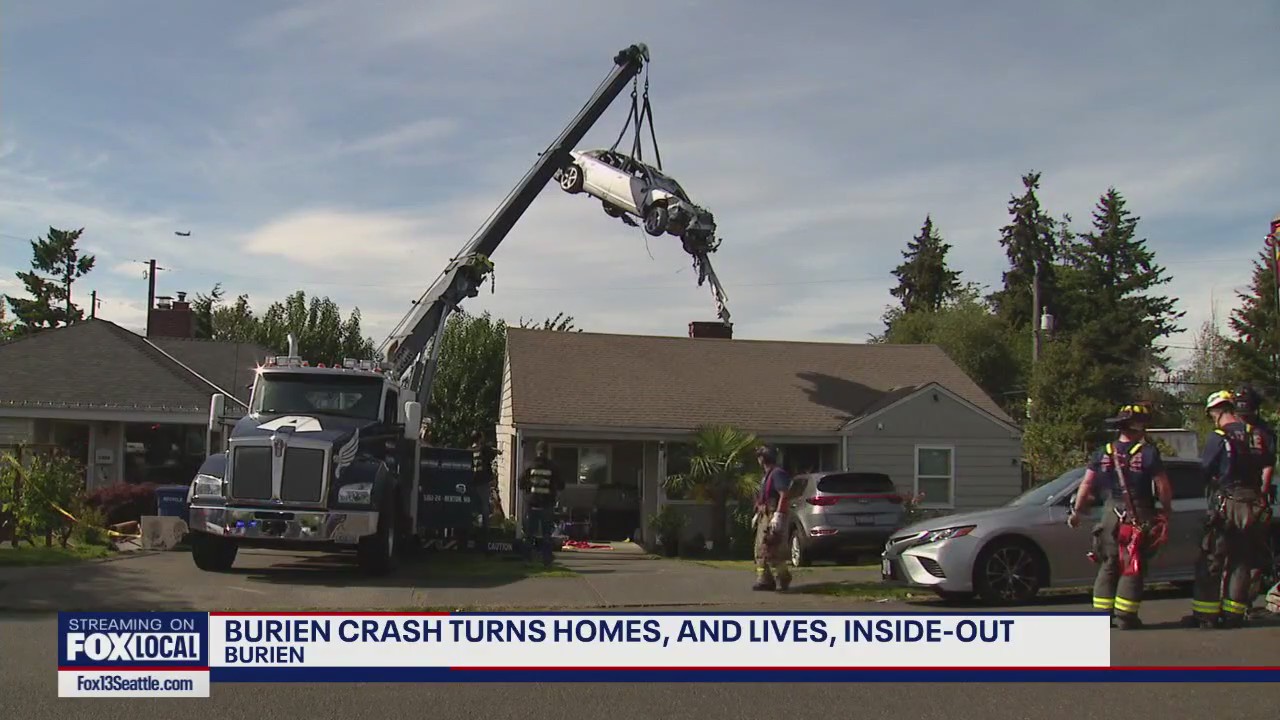 Cleanup continues after driver smashes through 2 Burien homes