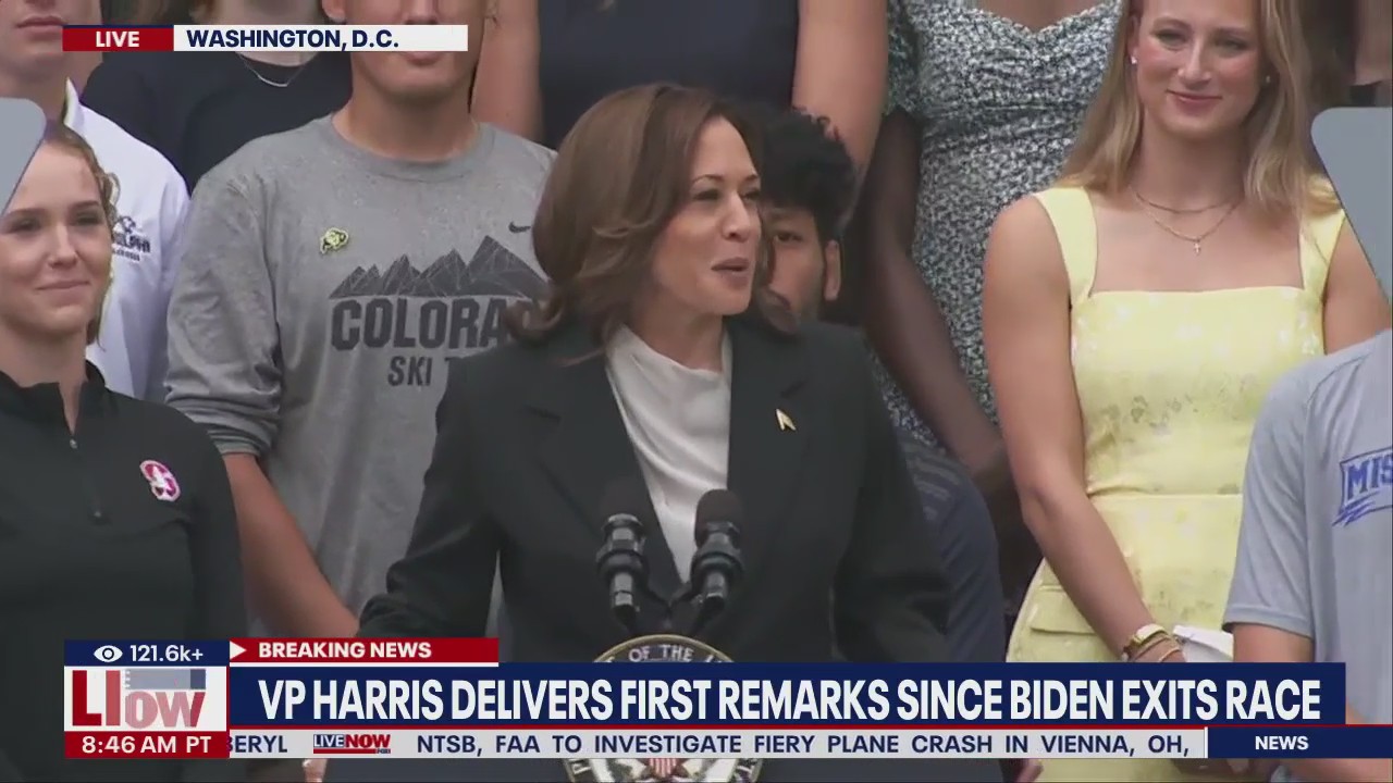 VP Harris delivers first remarks since Biden exit