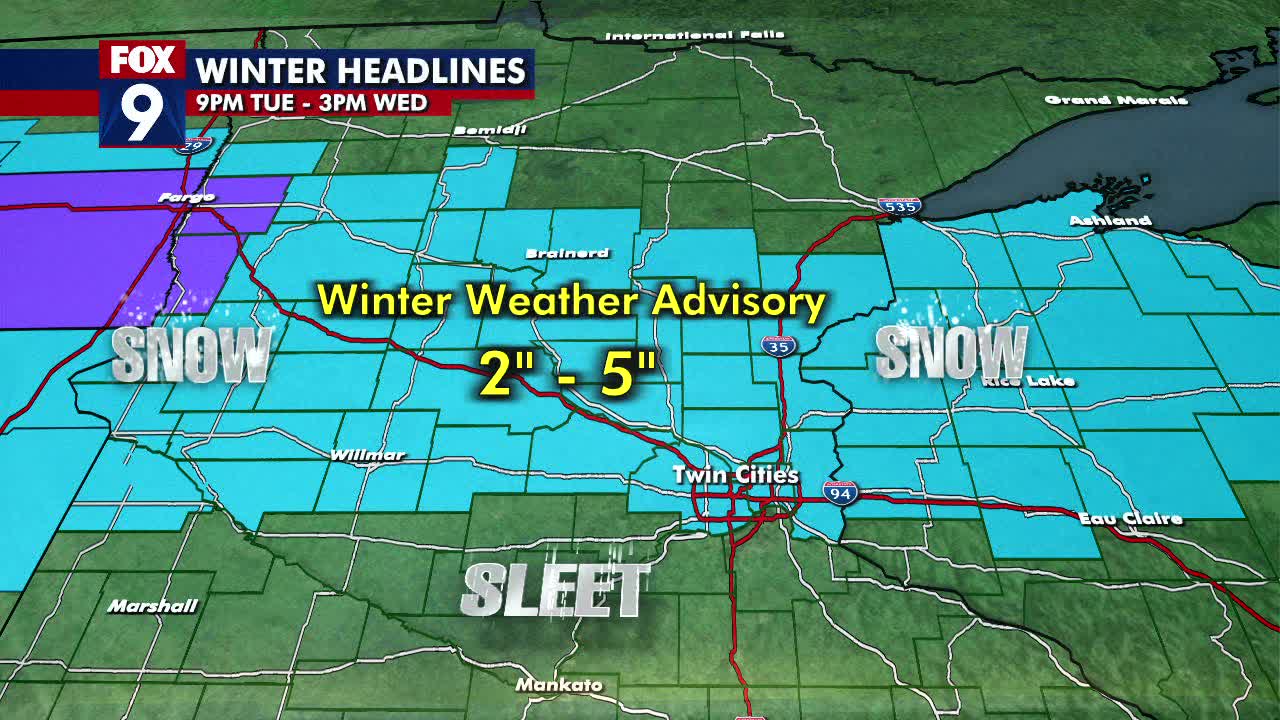 Tuesday's forecast: Snow tonight into Wednesday morning