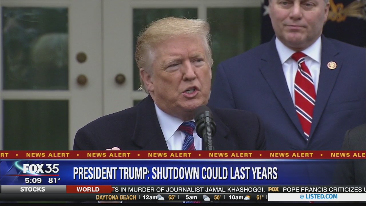 Trump says shutdown could last years