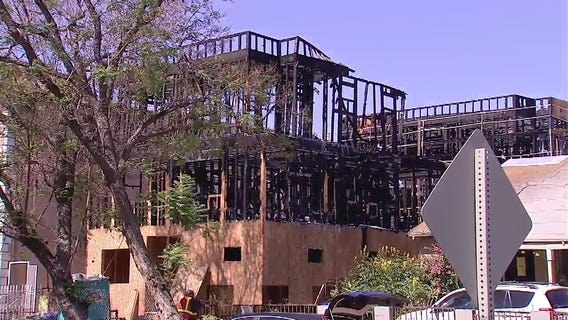 Fire damages apartment building under construction in Hollywood