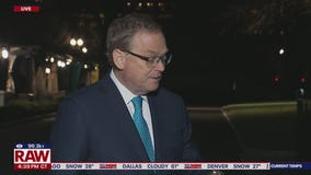Kevin Hassett speaks outside the White House