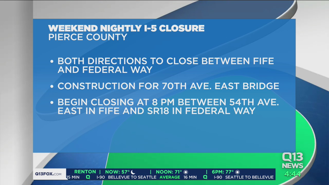 Closure on I-5 this weekend