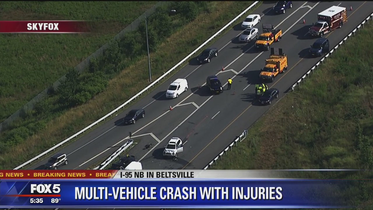 3 injured in multi-vehicle crash on Interstate 95 in Maryland