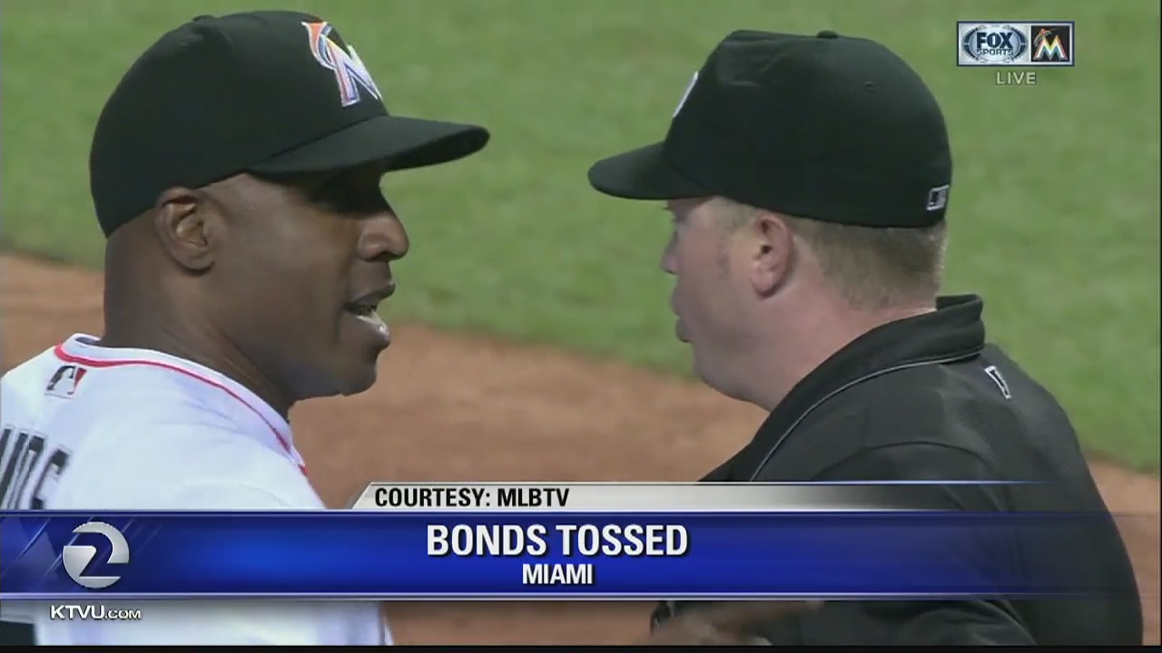Barry Bonds ejected as Marlins coach