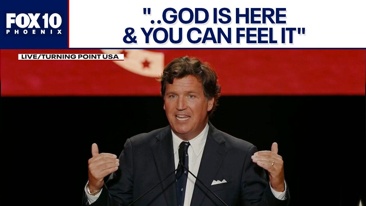 Tucker Carlson speaks at Charlie Kirk's memorial
