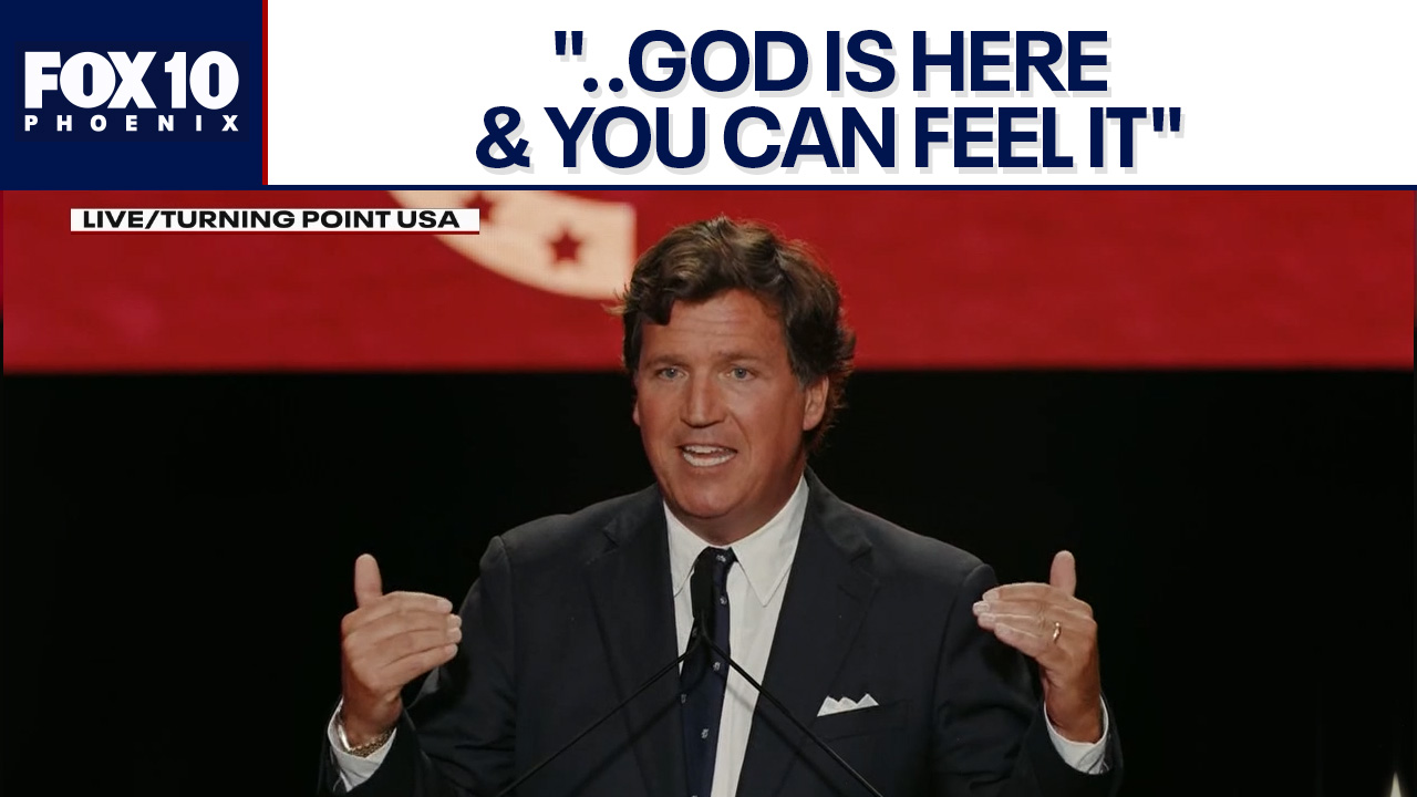 Tucker Carlson speaks at Charlie Kirk's memorial