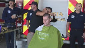 Peoria firefighter shaves head to support childhood cancer research