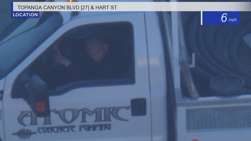 Man in stolen company truck leads authorities on pursuit through San Fernando Valley