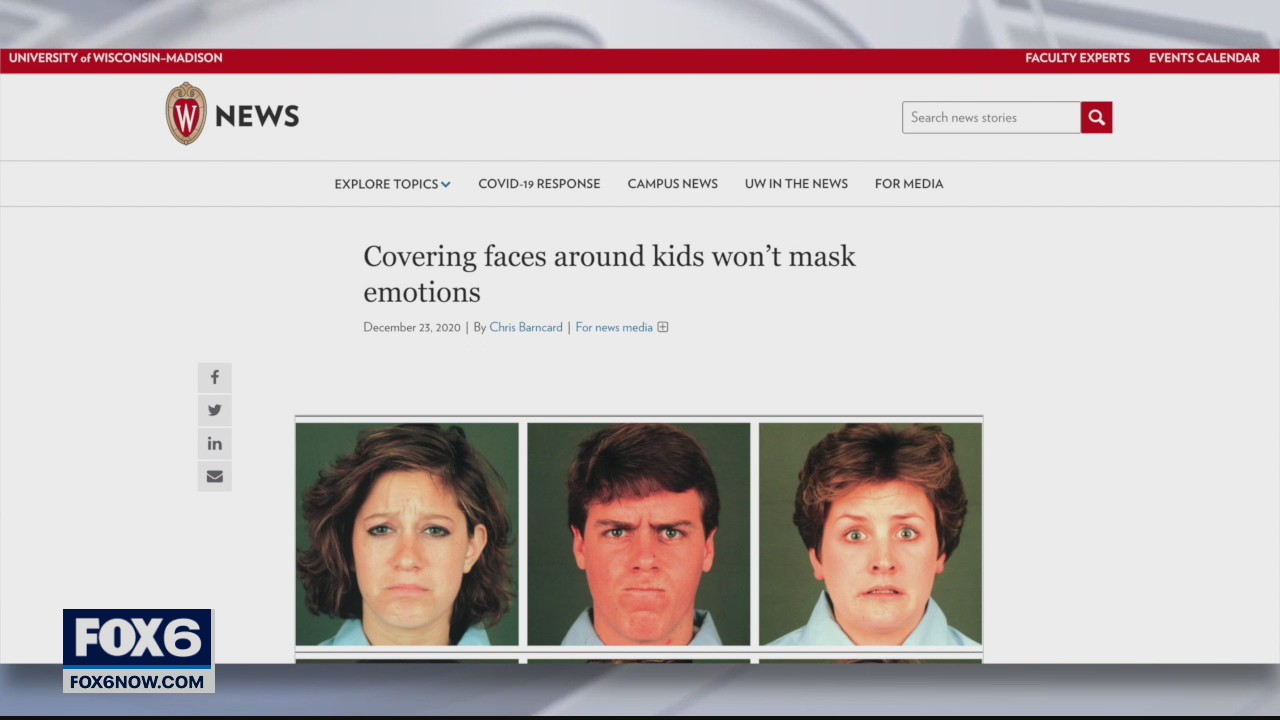 UW-Madison study examines masks' impact on kids' emotional development