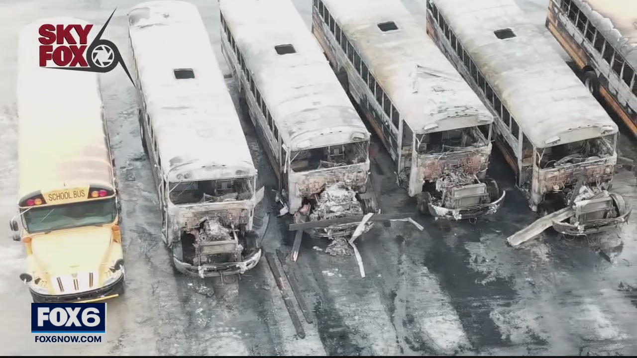Fire damages 6 Burlington Area School District school buses, shed