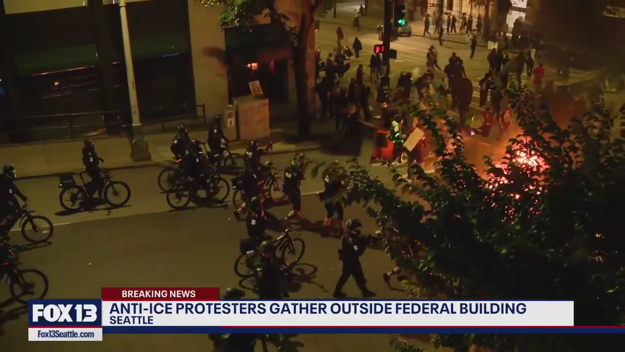 Seattle police break up 'ICE OUT' protesters downtown