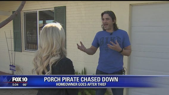 Phoenix man chases off porch pirate from stealing packages