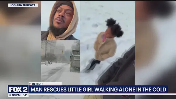 Detroit man walks little girl to school after finding her alone on the street