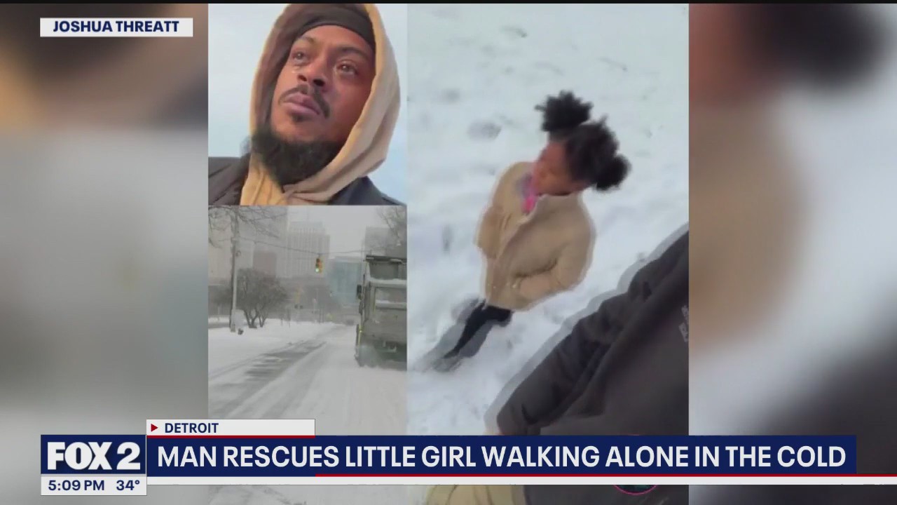 Detroit man walks little girl to school after finding her alone on the street