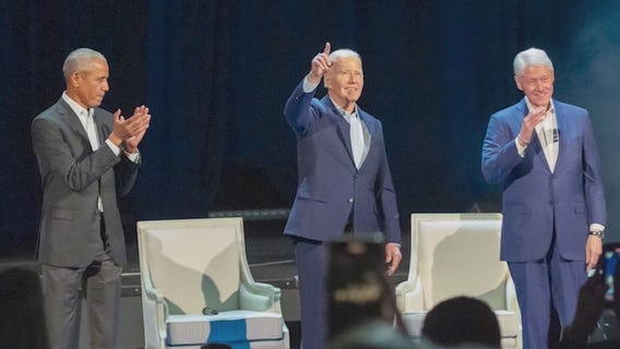 Biden holds record fundraiser with Obama, Clinton