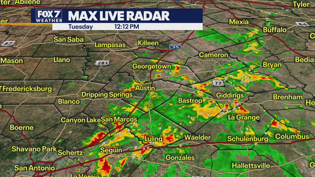Storms in Central Texas with heavy rain, lightning, gusty winds likely