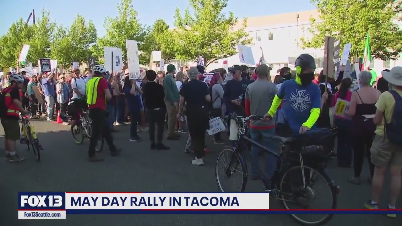 May Day protesters march to Tacoma ICE Detention Center