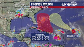 Tropical Storm Humberto forms as Hurricane Gabrielle weakens