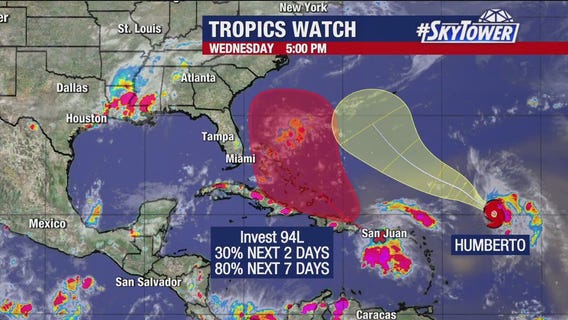 Tropical Storm Humberto forms as Hurricane Gabrielle weakens