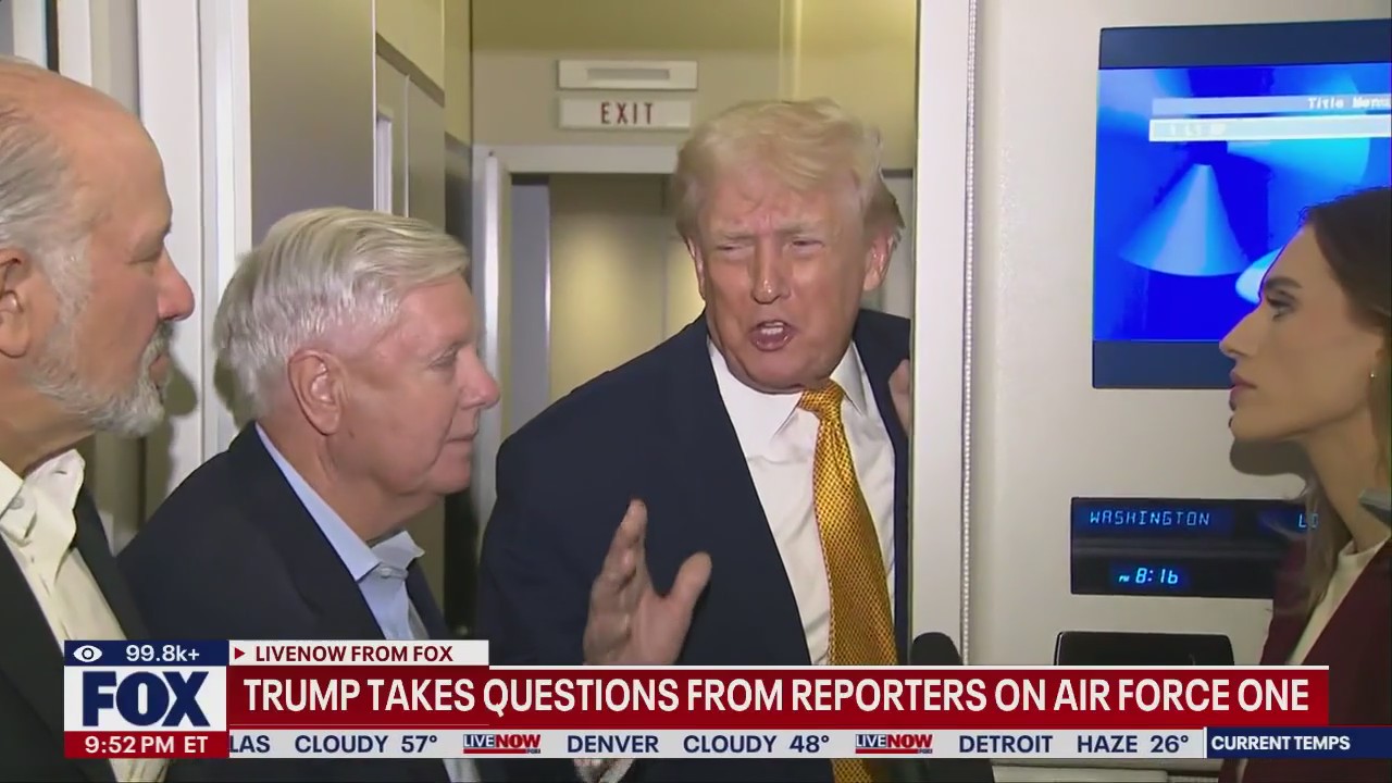 Trump takes questions from reporters aboard AF1