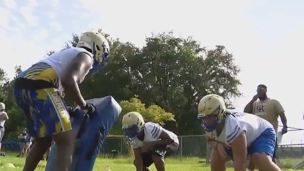 High school football practice kicks off