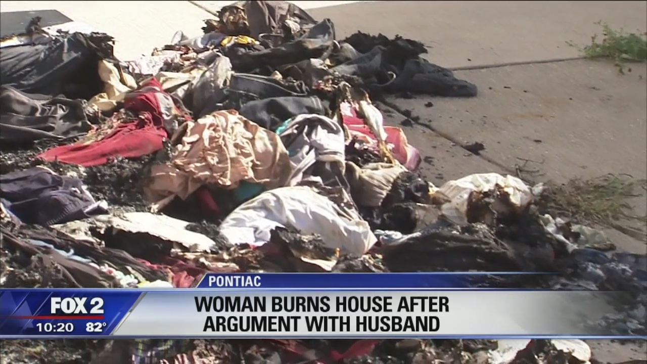 Woman sets fire to husband's things, home accidentally catches fire too